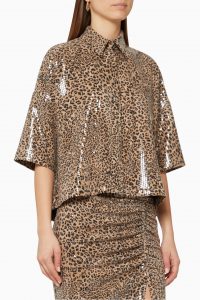 In the mood for love leopard print sequin shirt