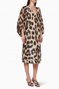 Ganni Leopard-Print Midi Dress